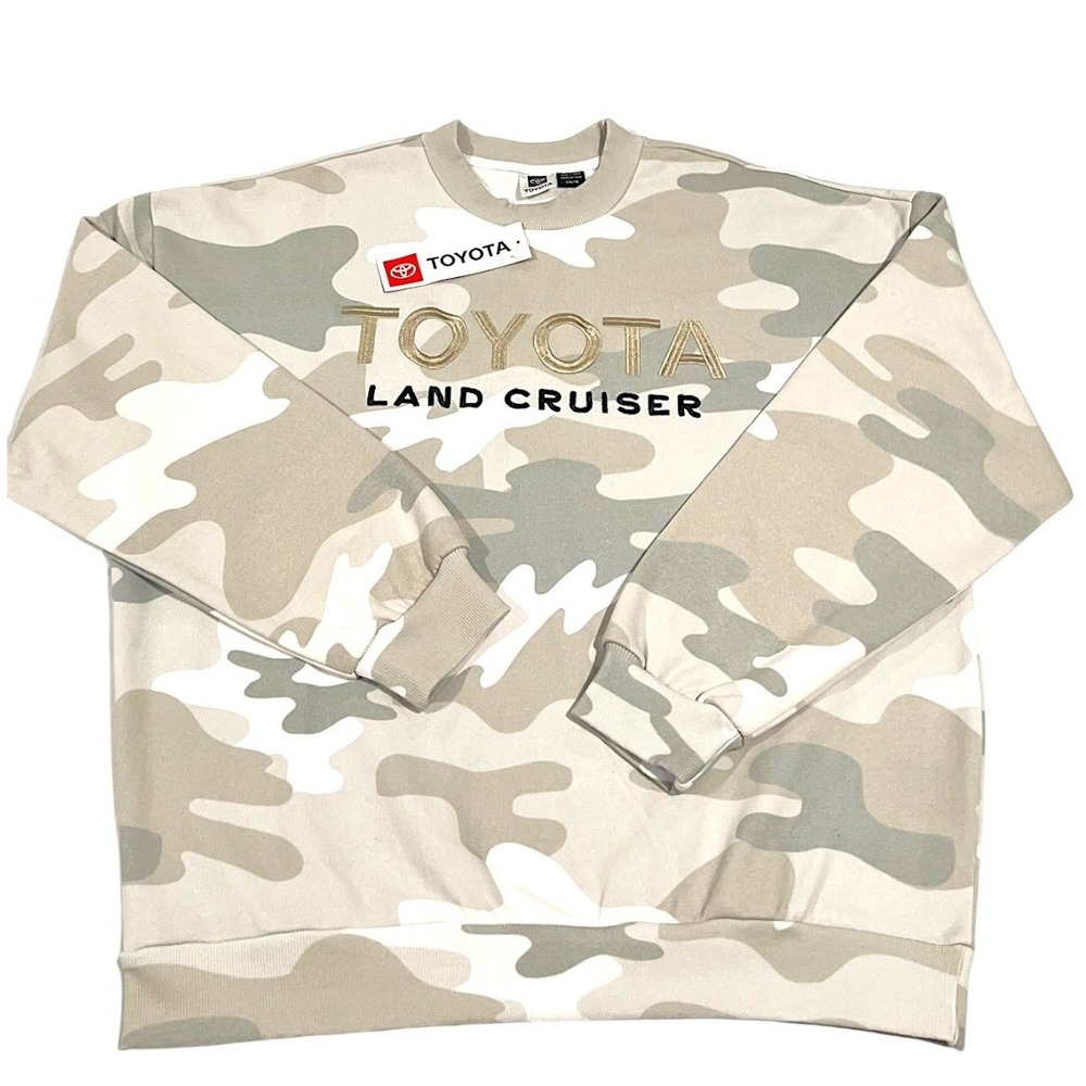 NWT Toyota Land Cruiser Camo Sweatshirt Embroidered Logo Men's L Tan‎